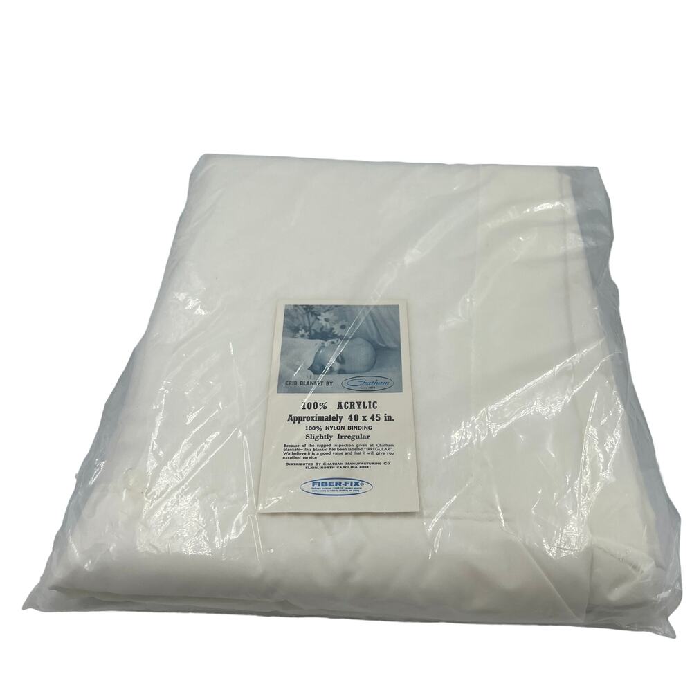 NOS Vintage Baby Blanket By Chatham Sealed Labeled IRREGULAR Fiber-Fix Crib